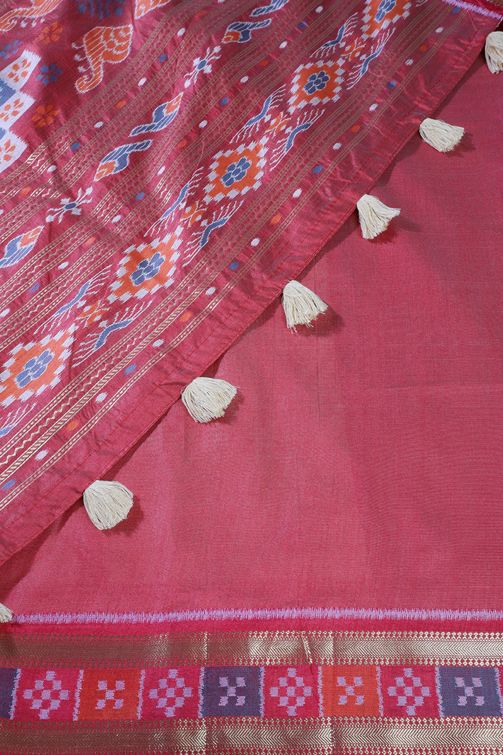 Beige Tussar Silk Reham Woven Saree - Image 3