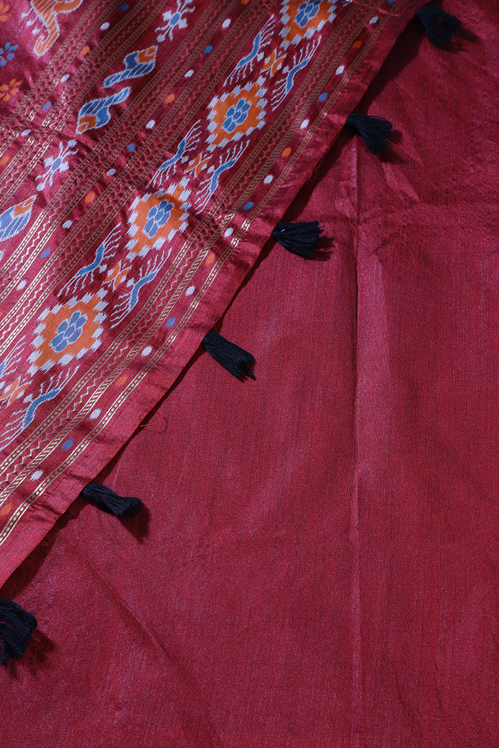 Black Tussar Silk Reham Woven Saree - Image 4