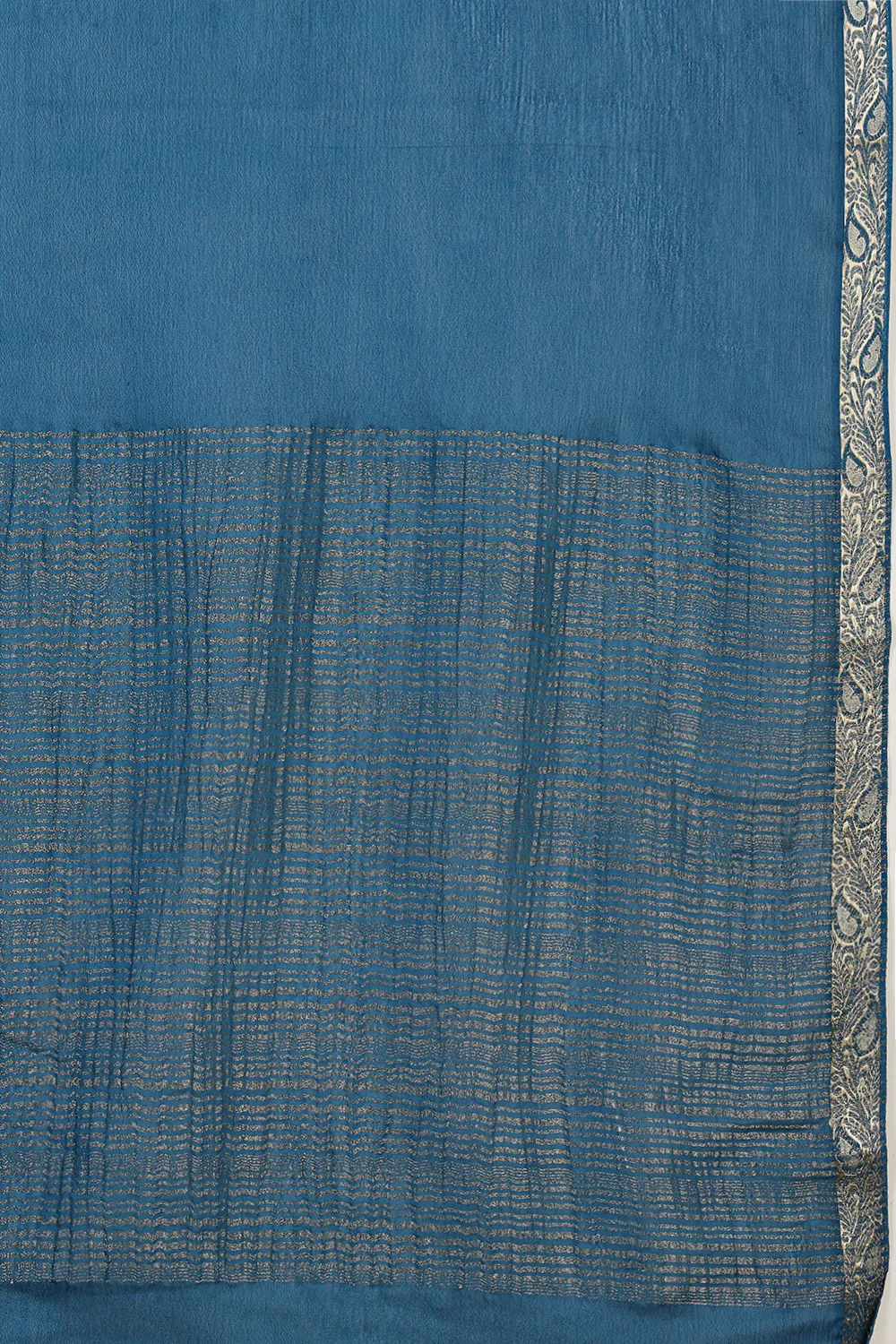 Blue Chiffon Zari Border Saree - Image 6