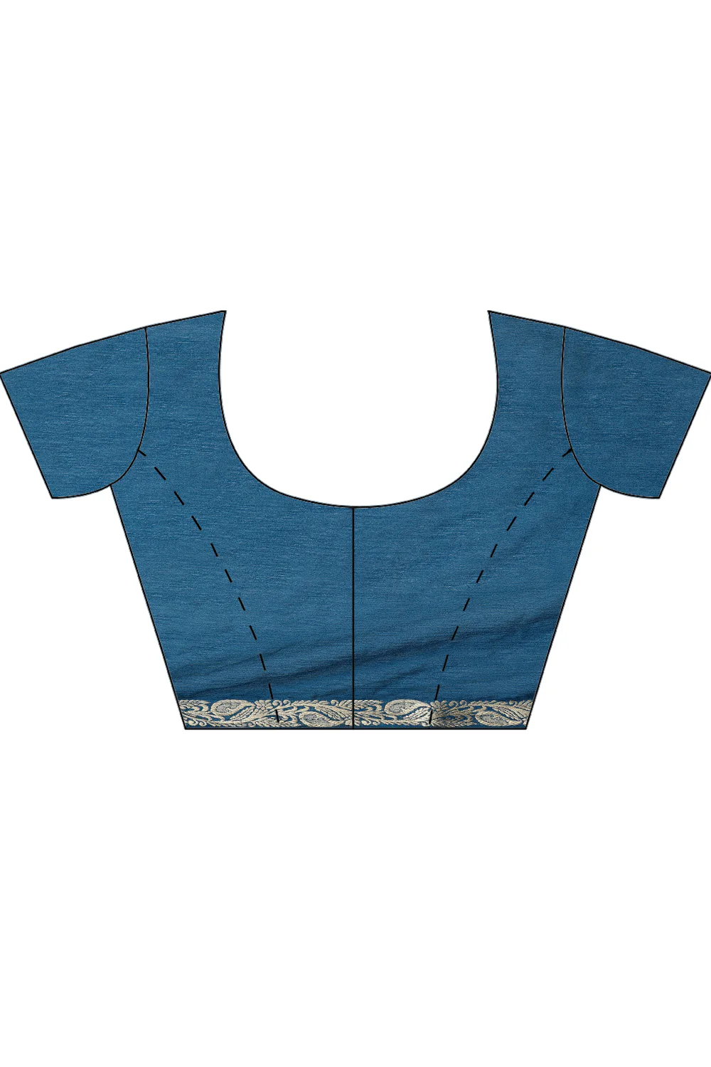 Blue Chiffon Zari Border Saree - Image 7