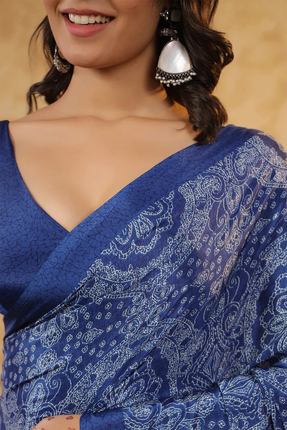 Blue Color Crepe Printed Saree - Image 9