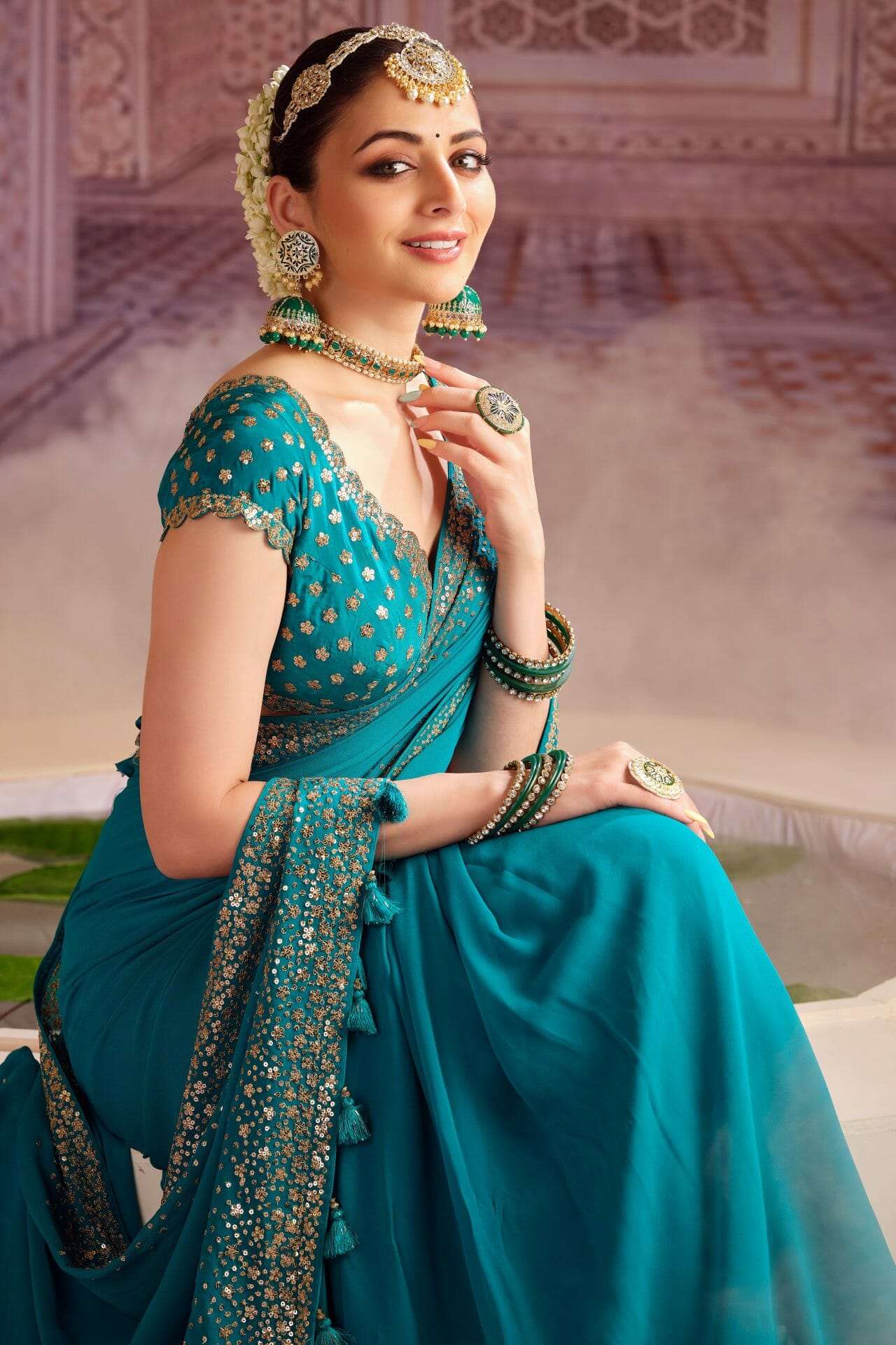 Blue Colour Georgette Saree - Image 2