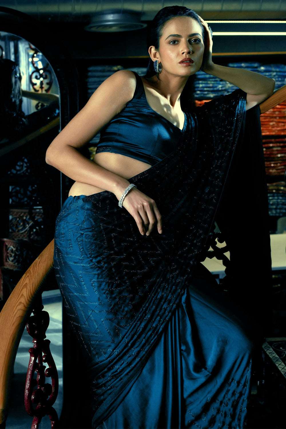 Blue Colour Satin Saree. - Image 4