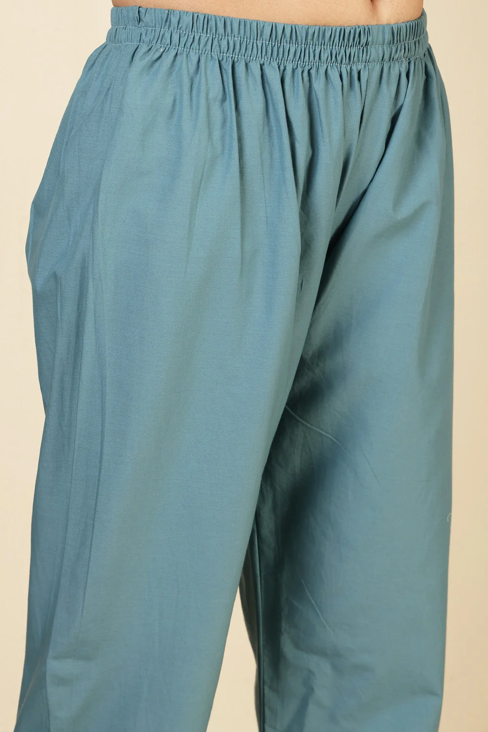 Blue Cotton Emboridered And Printed Suit Set - Image 7