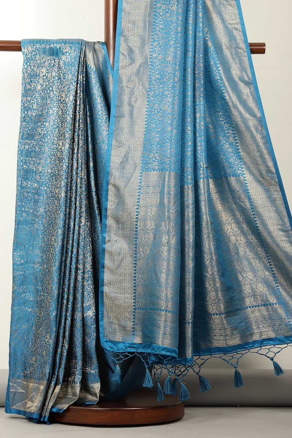 Blue Zari Woven Soft Silk Saree - Image 2