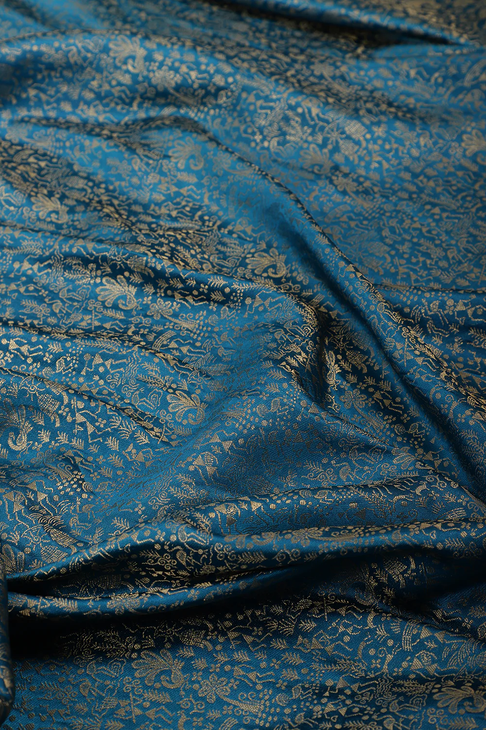 Blue Zari Woven Soft Silk Saree - Image 4