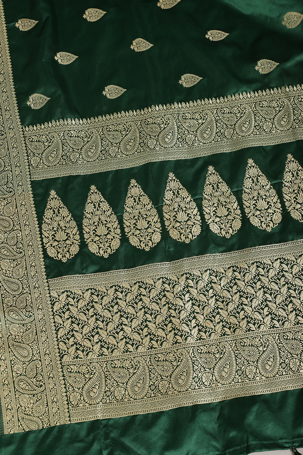 Bottle Green Color South Silk Zari Woven Saree - Image 3