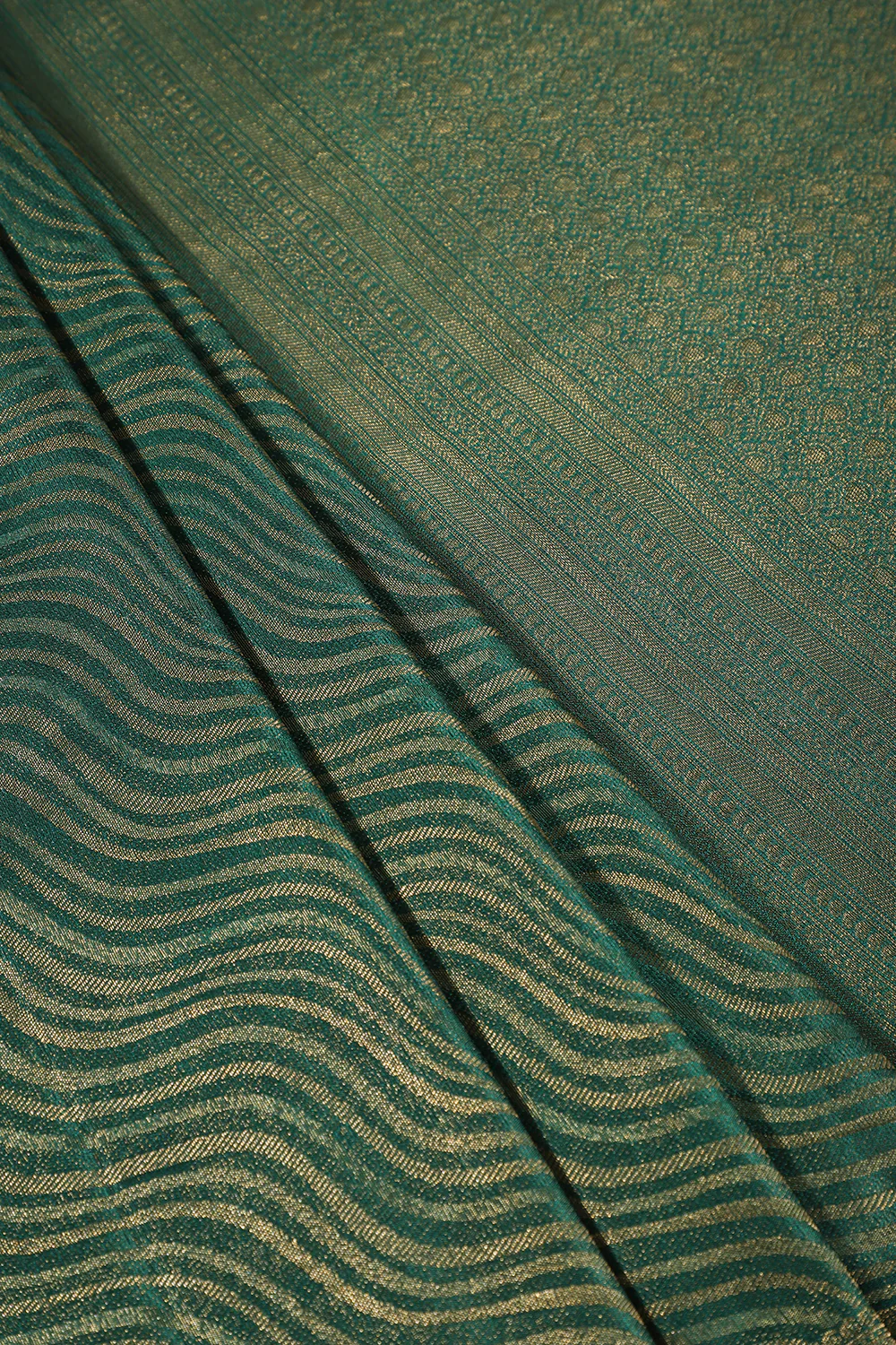 Bottle Green Colour Soft Silk Leheria Zari Woven Saree - Image 3