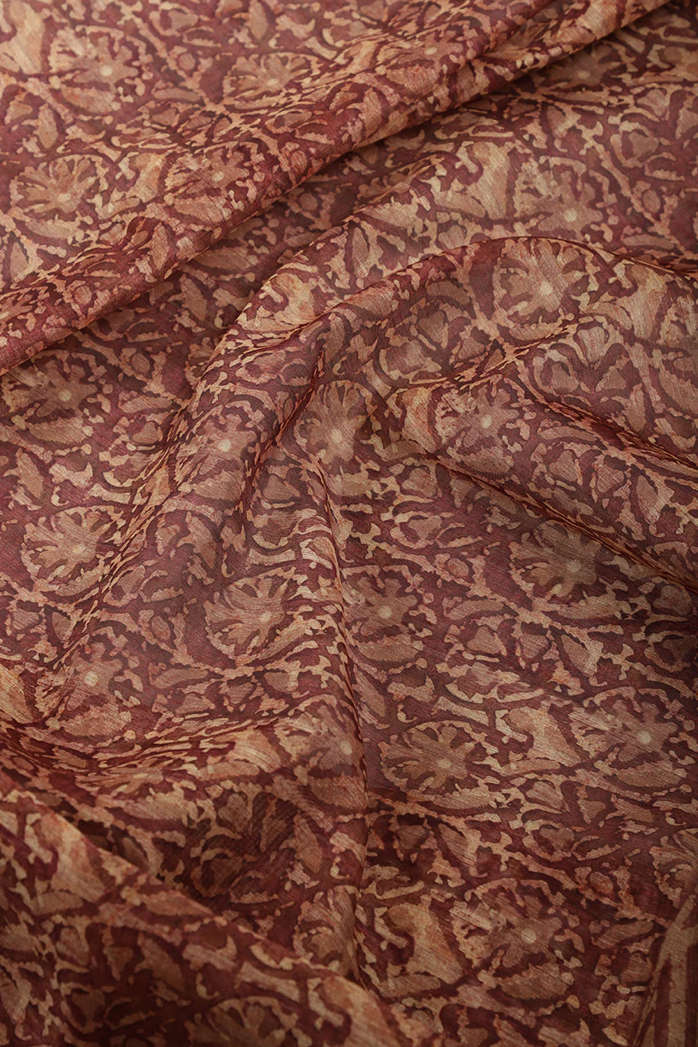 Brown Abstract Printed Chanderi Cotton Saree - Image 4