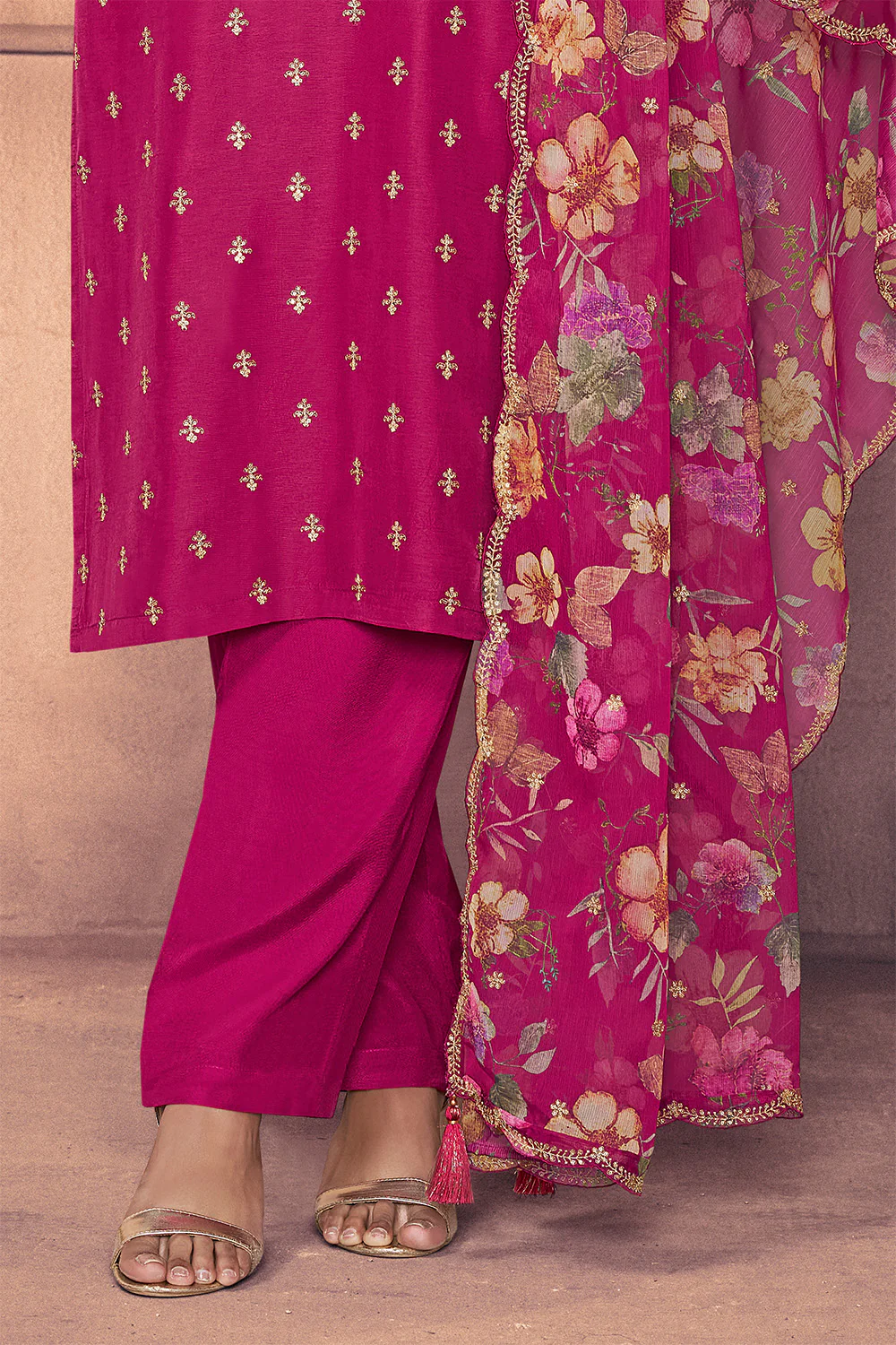 Cherry Red Embroidered Suit Set - Image 7