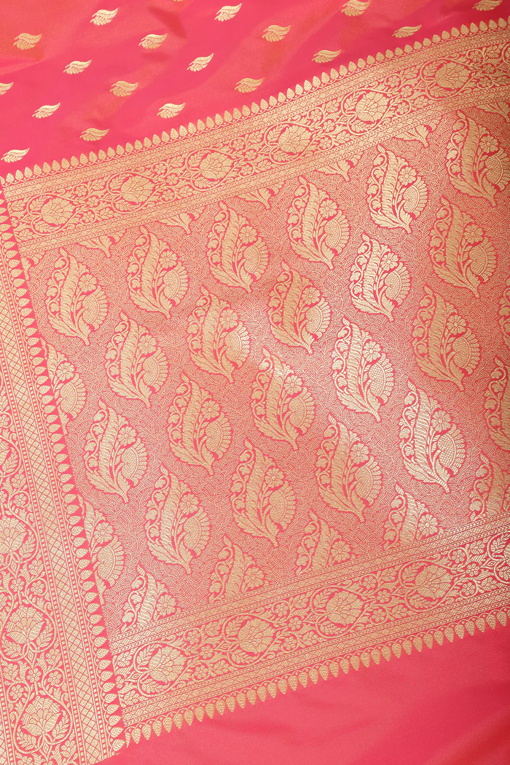 Coral Banarasi Woven SIlk Saree - Image 4