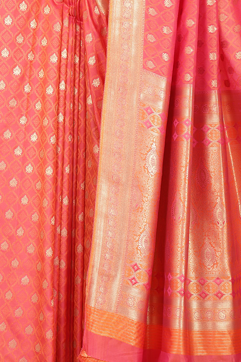 Coral Soft Silk Zari and Resham Woven Saree - Image 4