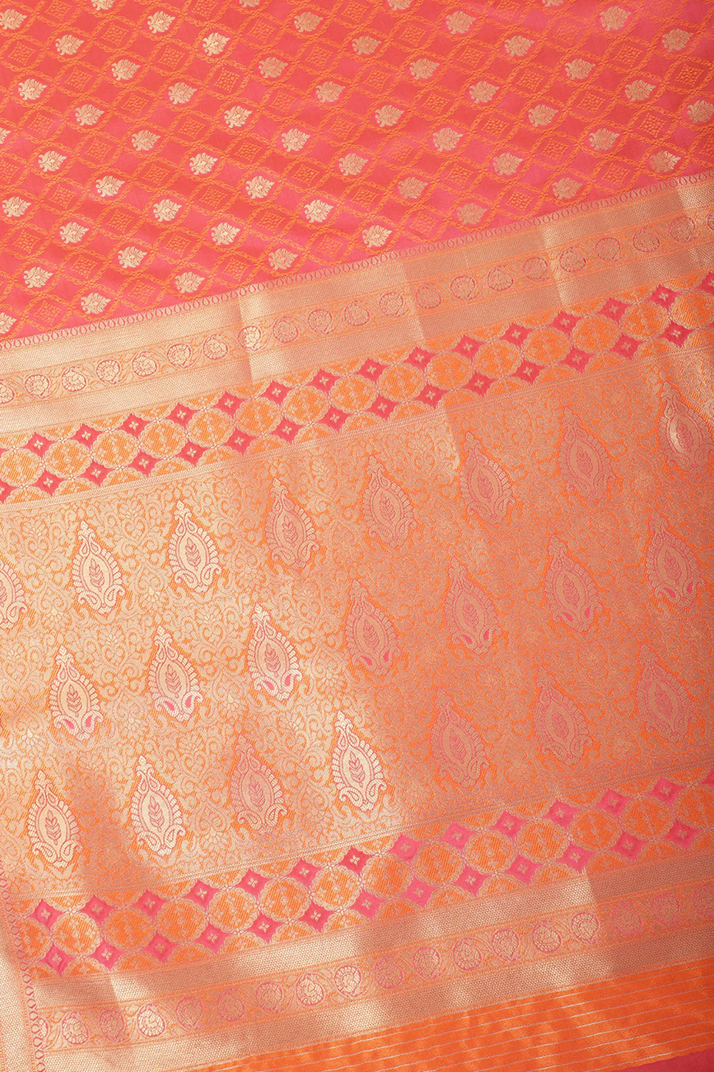 Coral Soft Silk Zari and Resham Woven Saree - Image 5