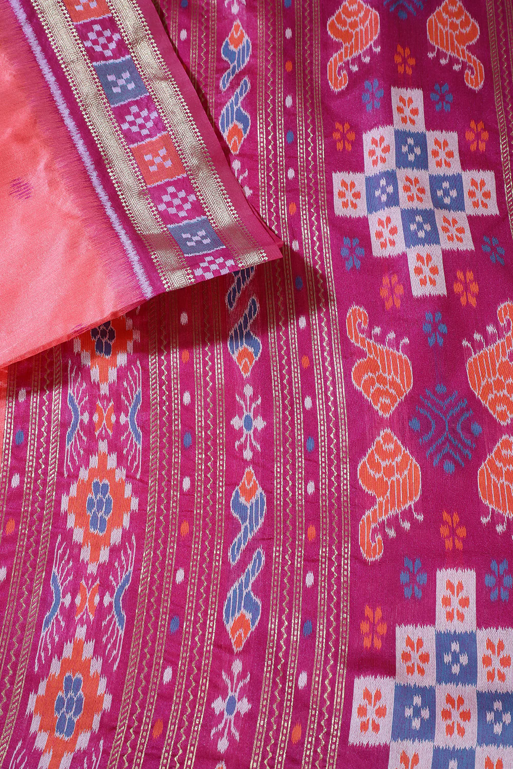 Coral Tussar Silk Reham Woven Saree - Image 2
