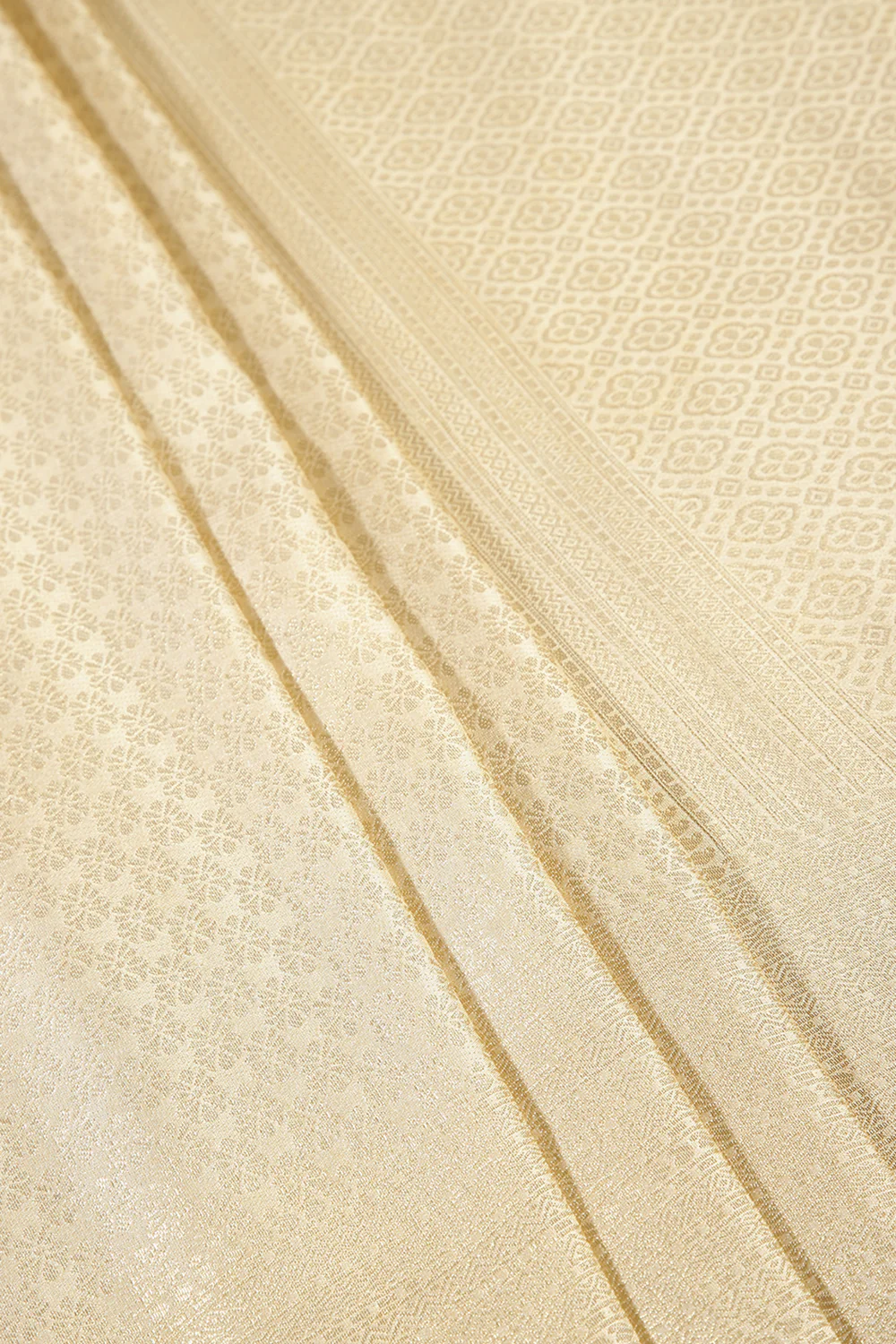 Cream Color South Silk Zari Woven Saree - Image 2