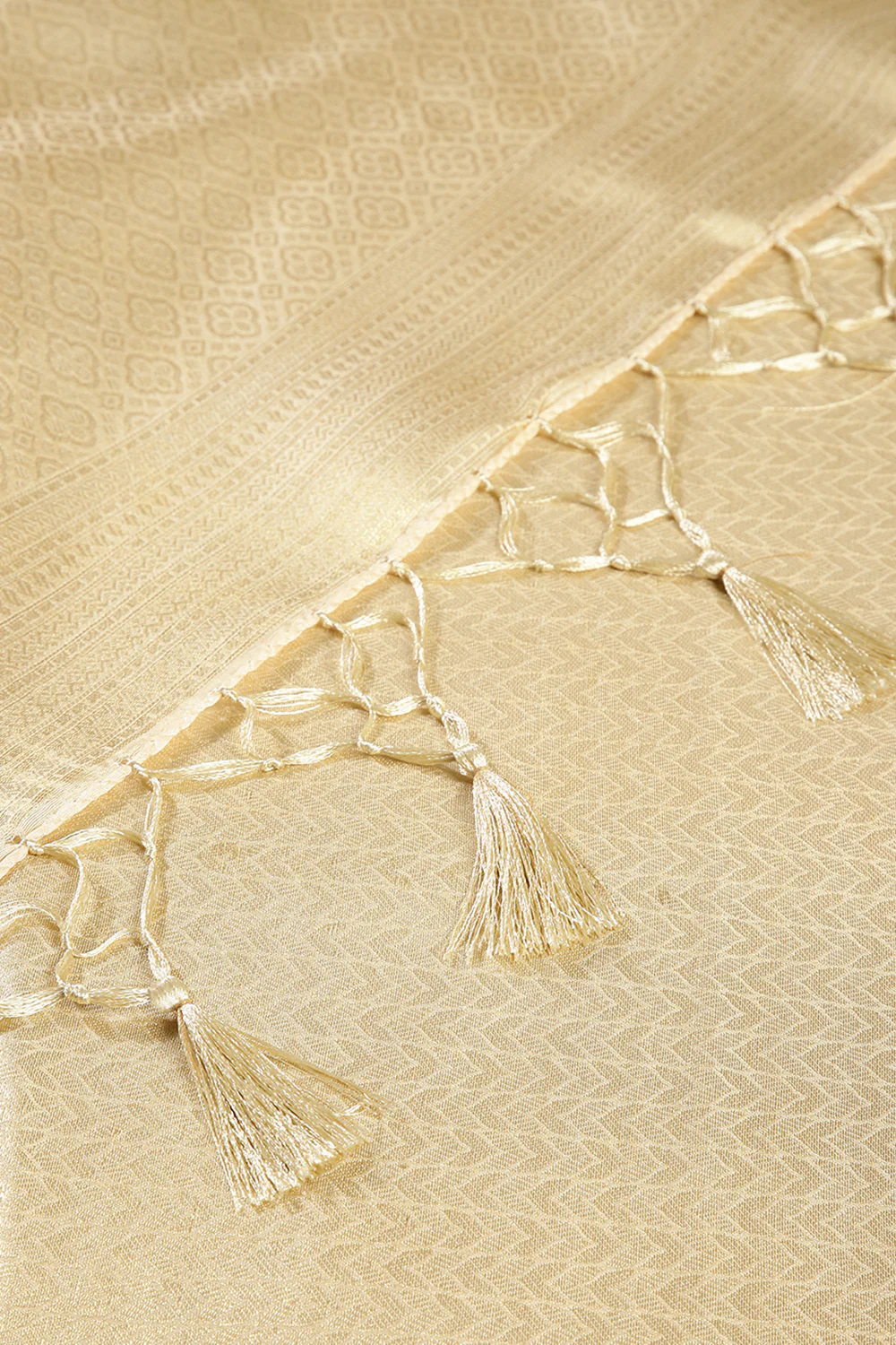 Cream Color South Silk Zari Woven Saree - Image 3