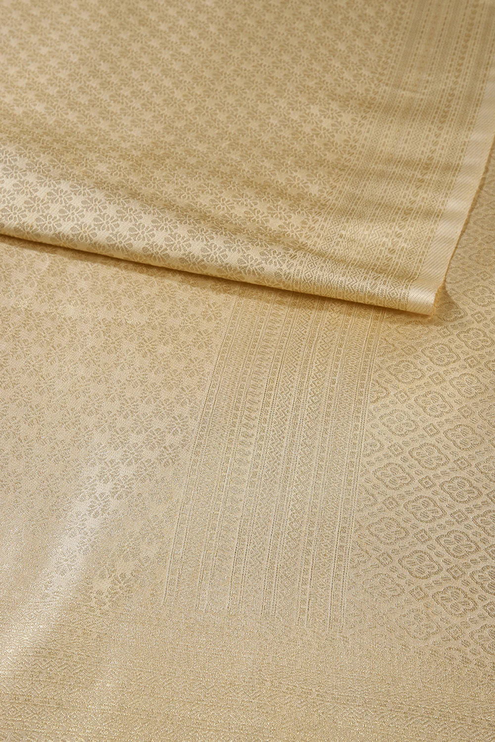 Cream Color South Silk Zari Woven Saree - Image 4