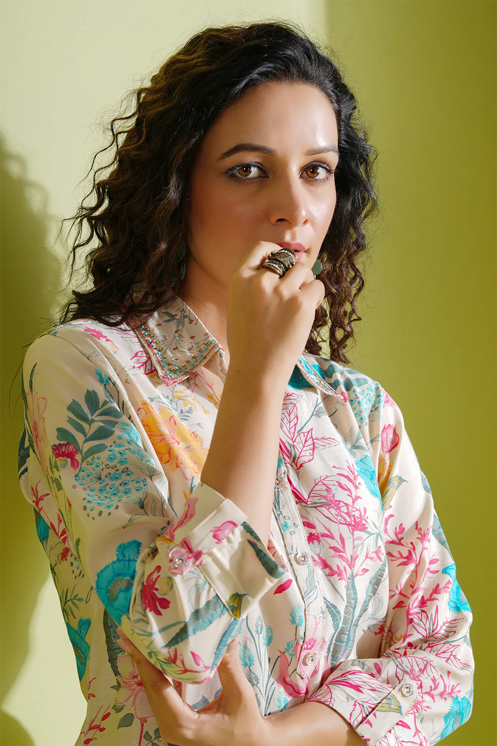Cream Colour Muslin Printed Co-Ord Set - Image 11