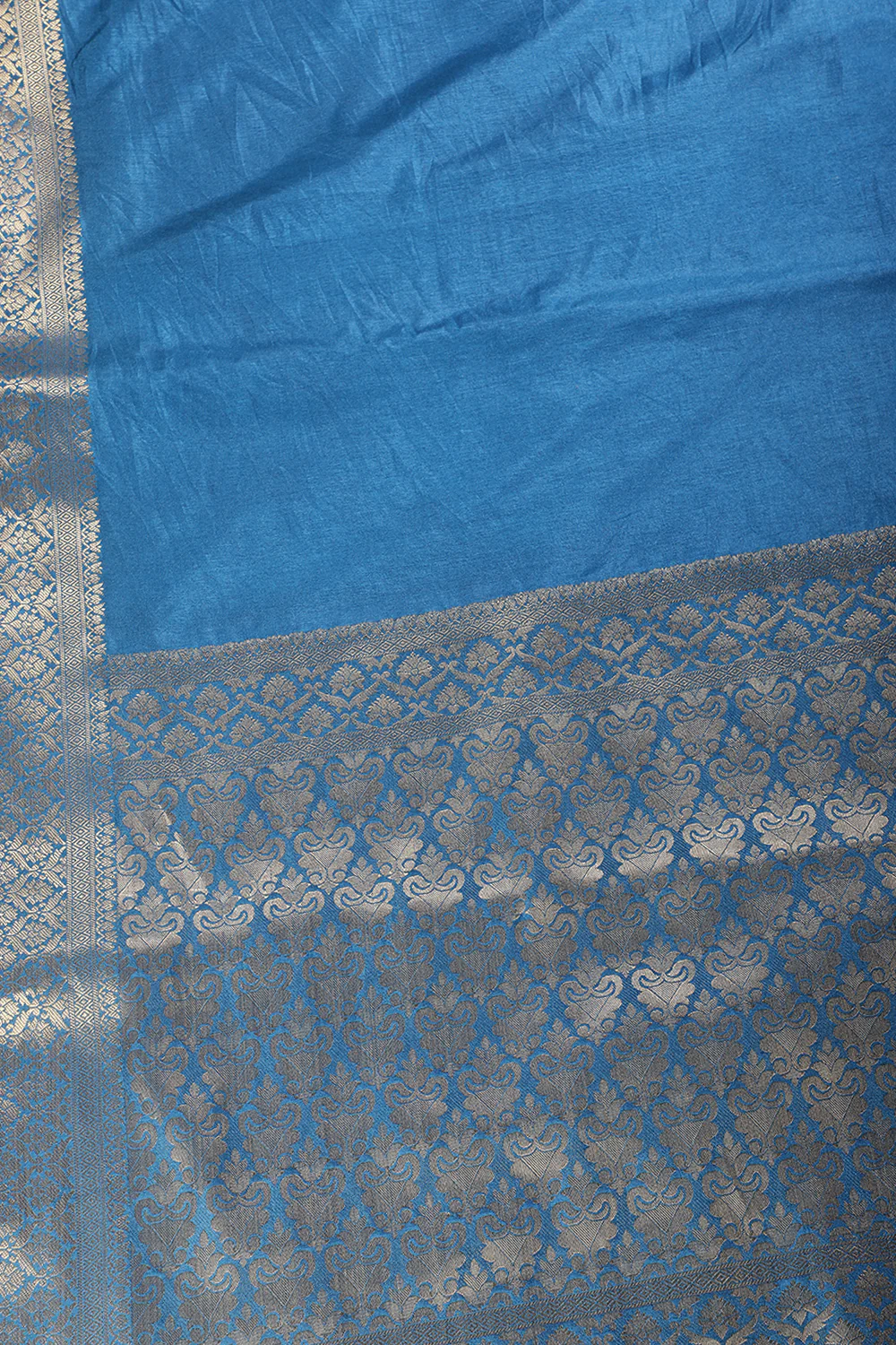 Dark Blue Color Silk Woven Saree - Image 4