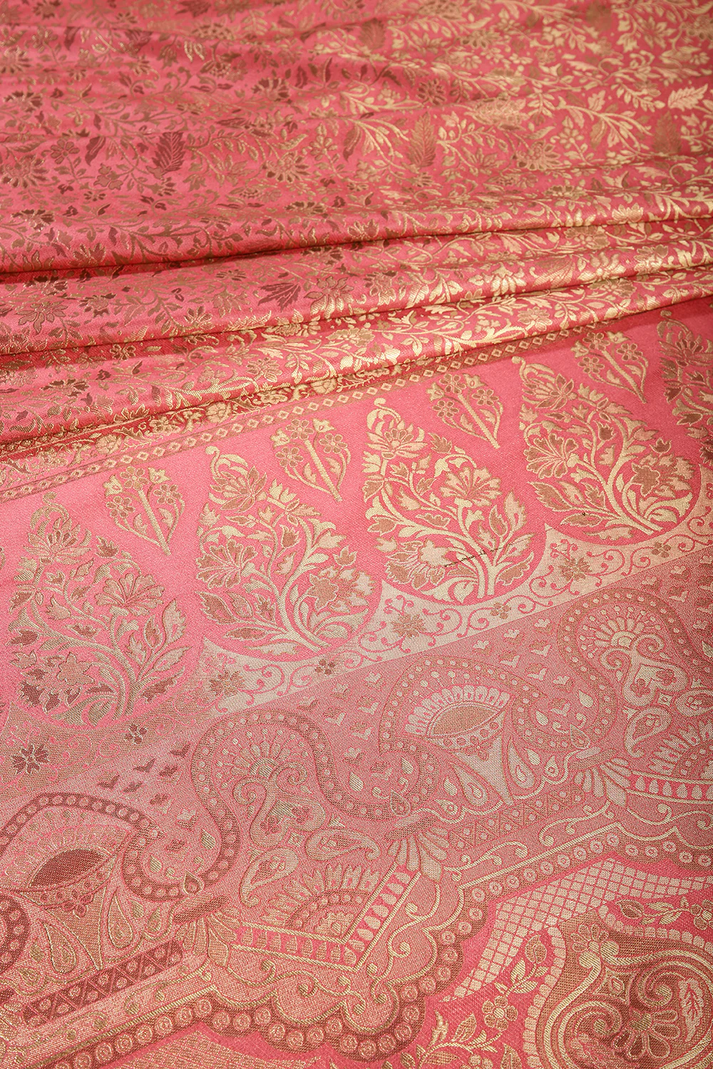 Dark Coral Colour South Silk Heavy Woven Saree - Image 4