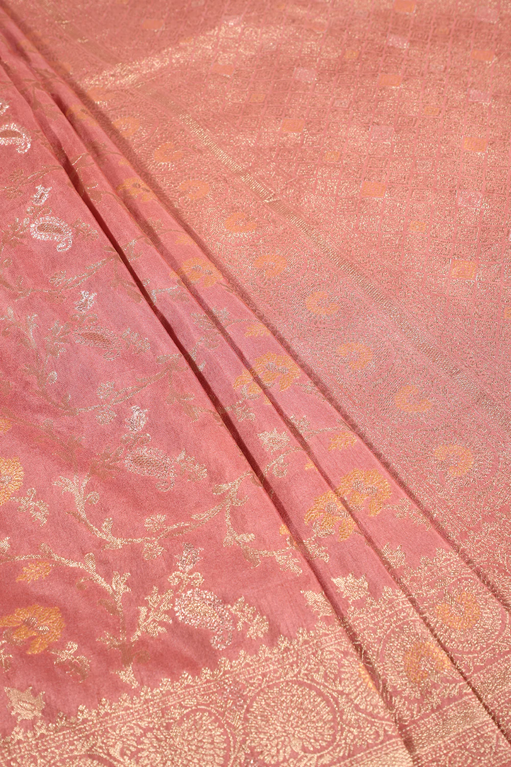 Dark Peach Colour Zari Woven South Silk Saree - Image 2