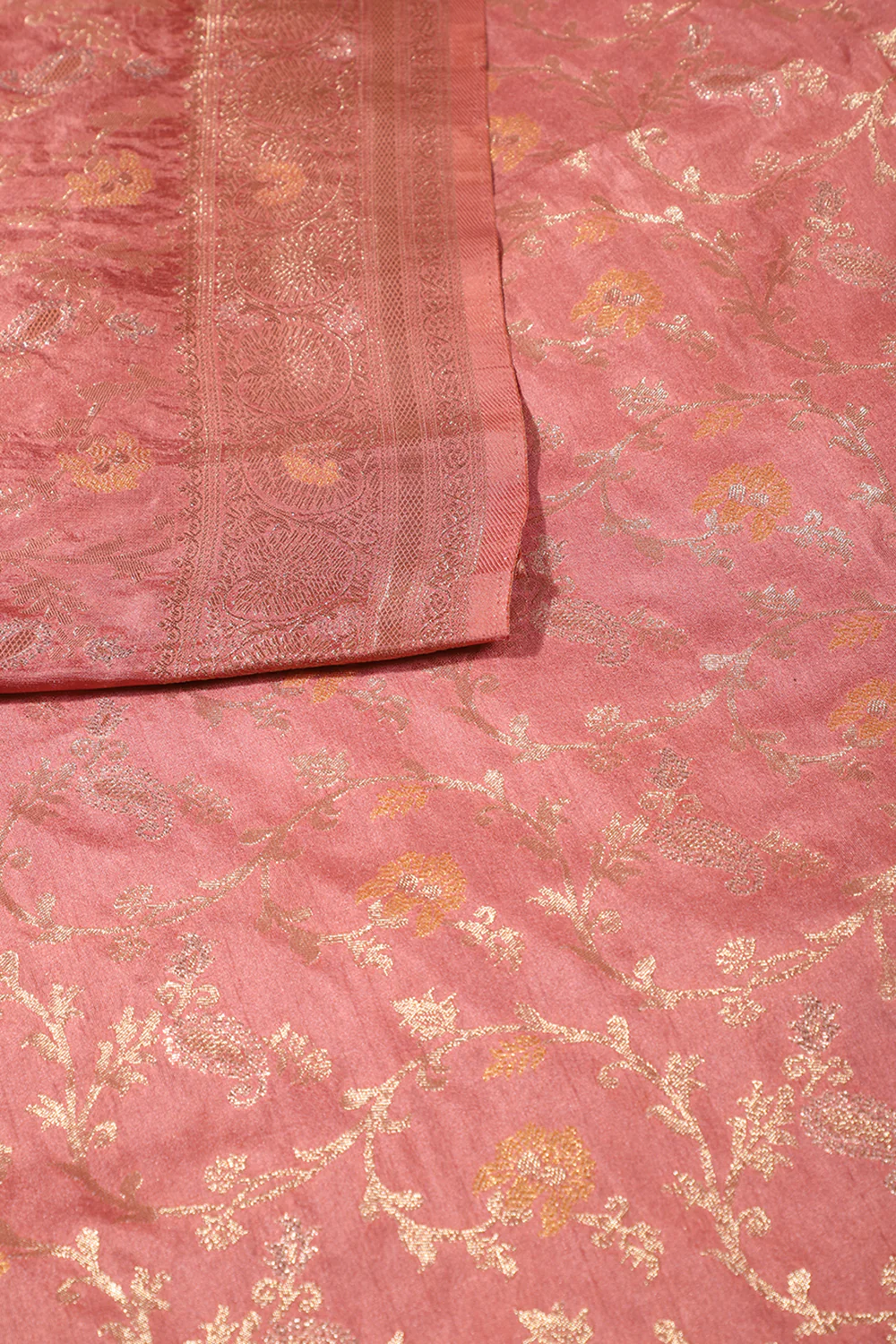 Dark Peach Colour Zari Woven South Silk Saree - Image 3