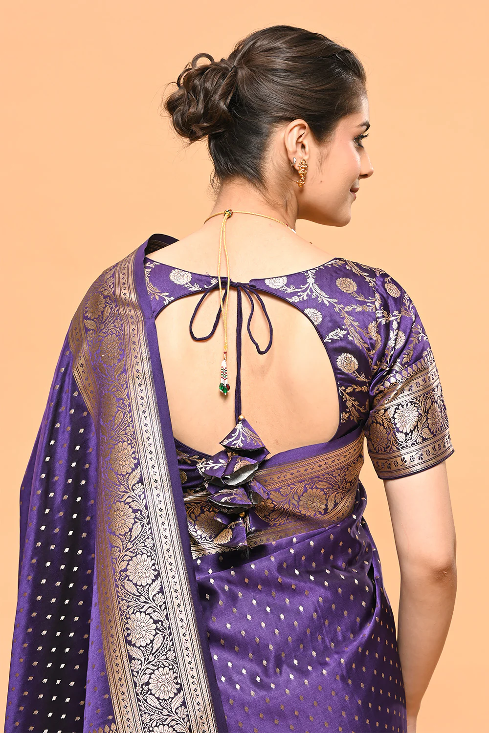 Dark Violet Color Zari Woven Banarasi Silk Woven - Image 6