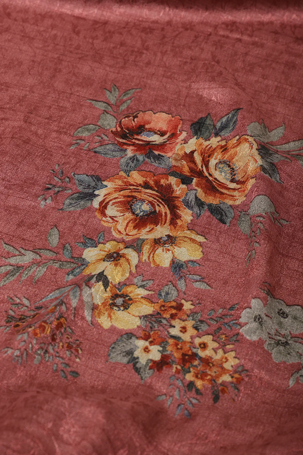 Dusty Pink Jacquard Silk Printed Saree - Image 10