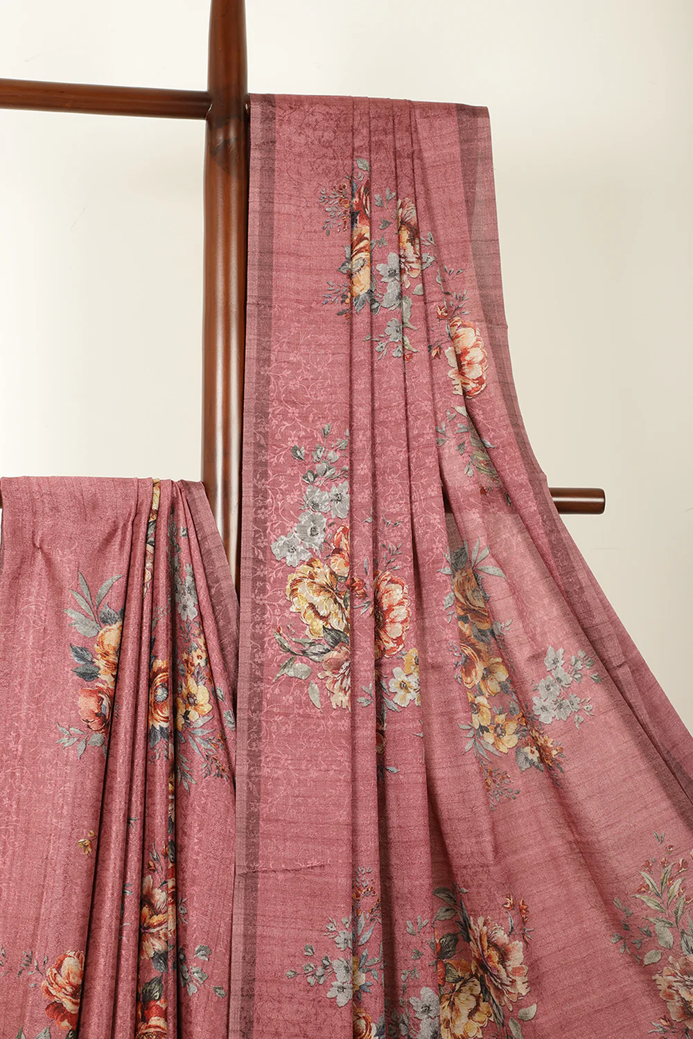 Dusty Pink Jacquard Silk Printed Saree - Image 9