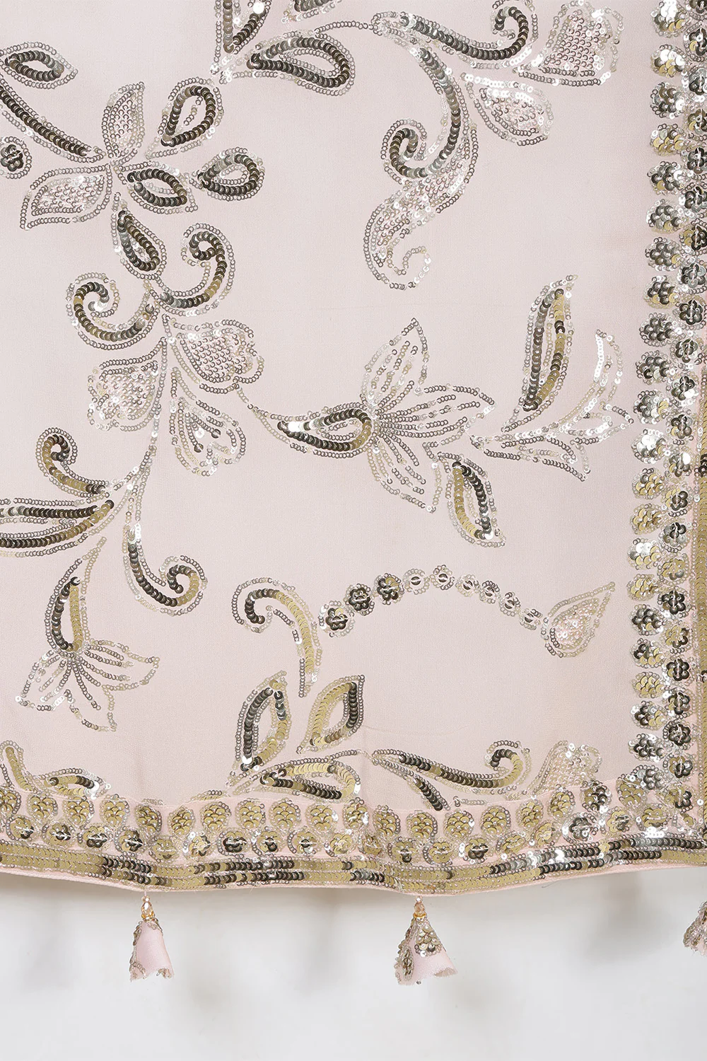 Dusty Pink Sequins Embroidered Georgette Saree - Image 9