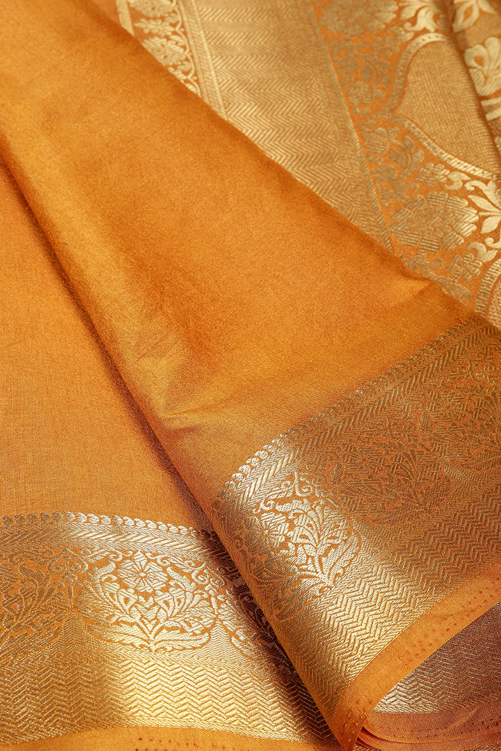Fiery Orange Color Silk Woven Saree - Image 4