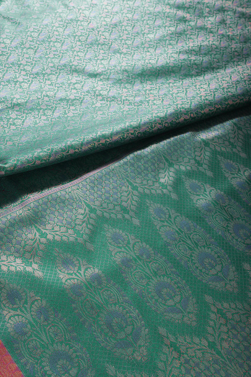 Firozi Cotton Silk Resham & Zari Woven Saree - Image 4
