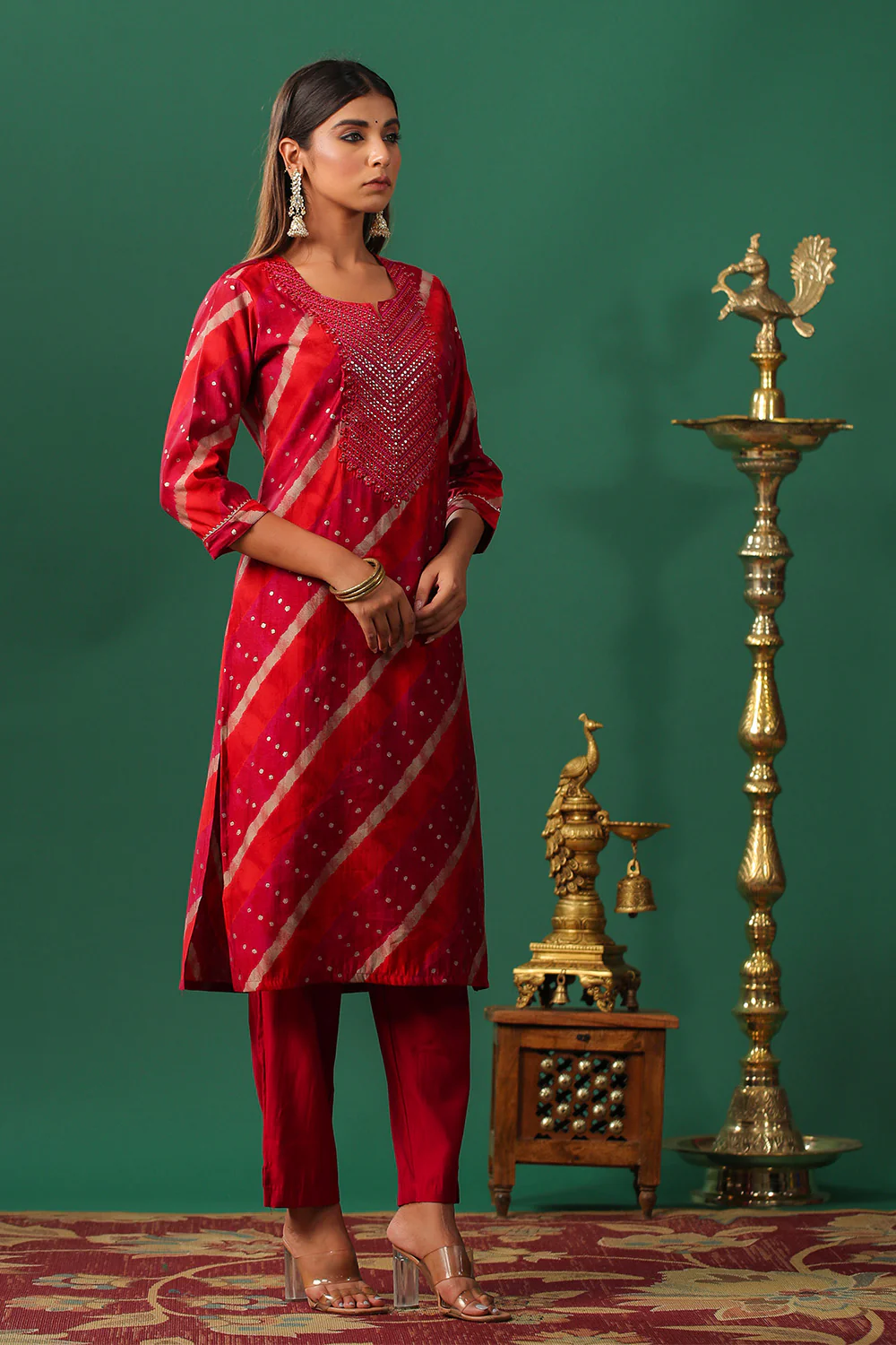 Fuchsia Pink Color Cotton Mirror Work Kurti - Image 5