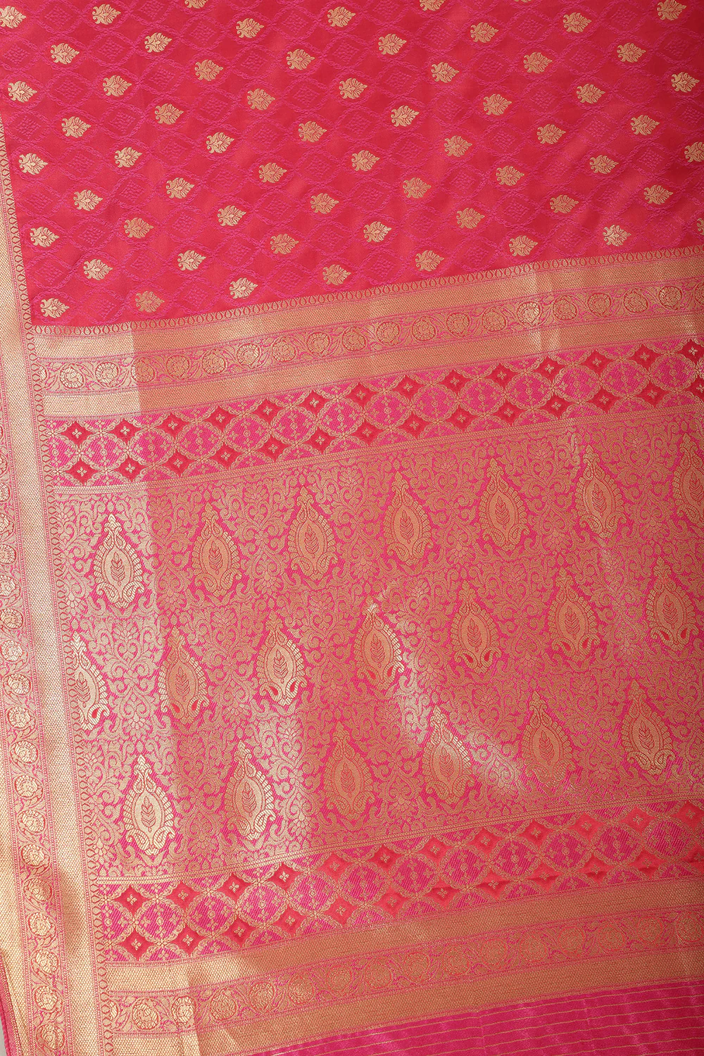 Fuchsia Pink Soft Silk Zari and Resham Woven Saree - Image 5