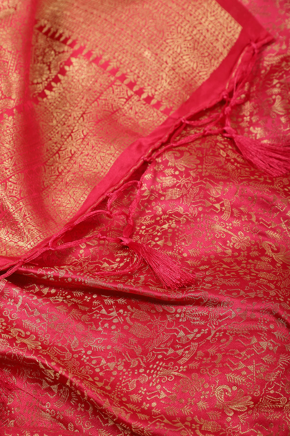 Fuchsia Zari Woven Soft Silk Saree - Image 5