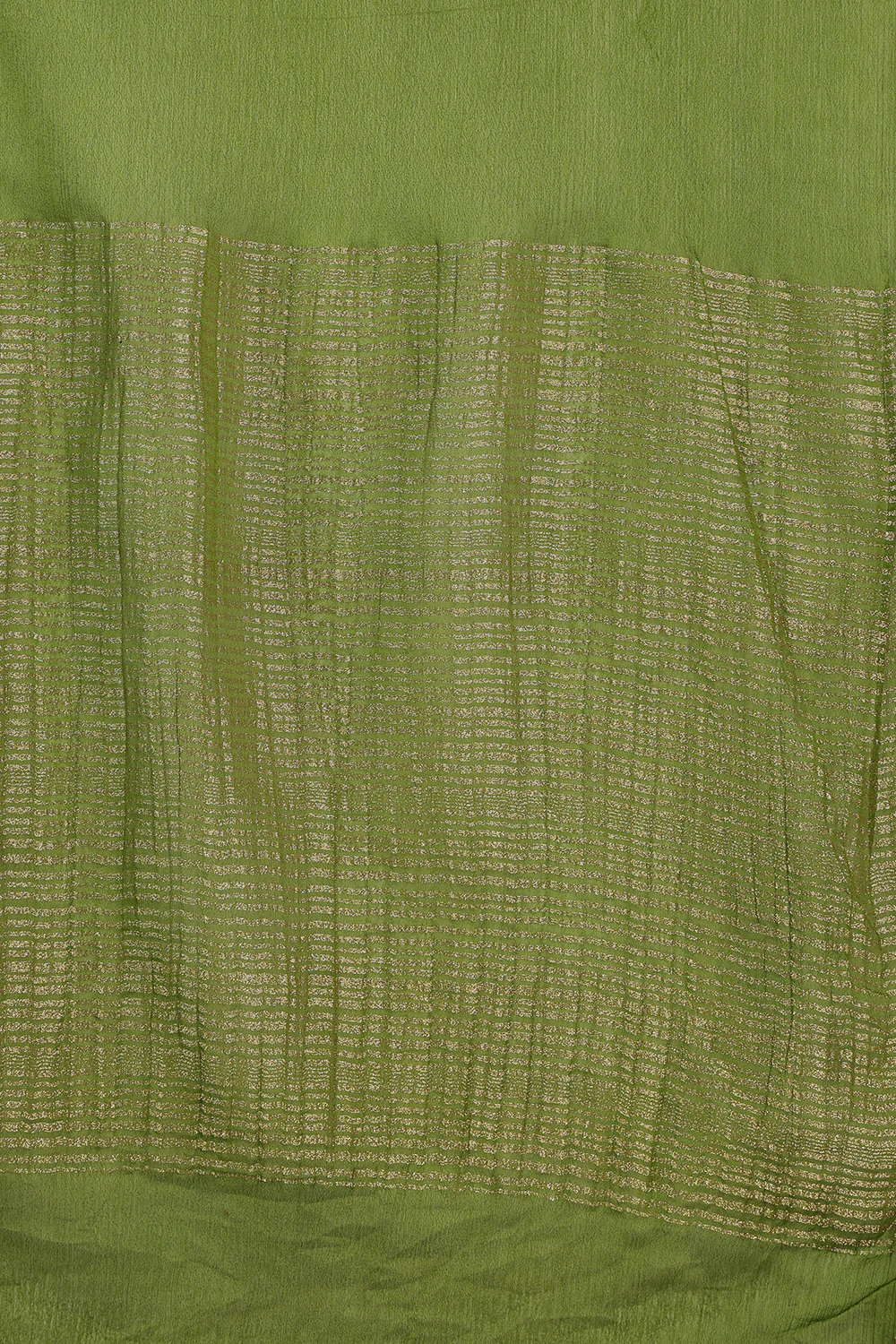 Green Chiffon Zari Border Saree - Image 5