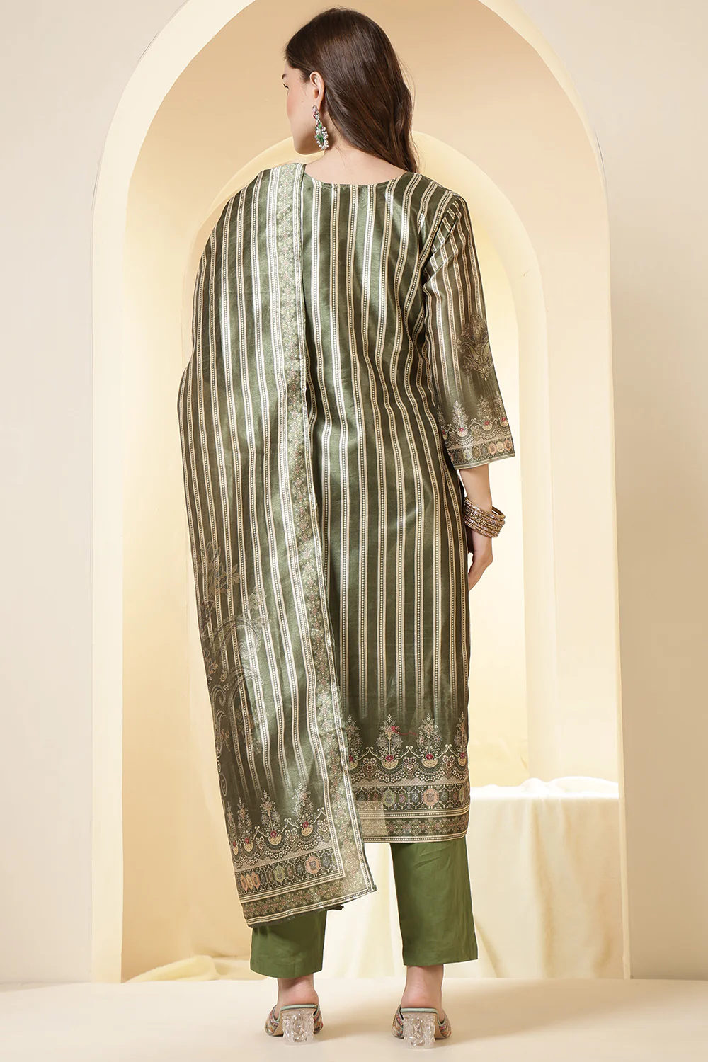 Green Color Chanderi Silk Printed Straight Suit - Image 8