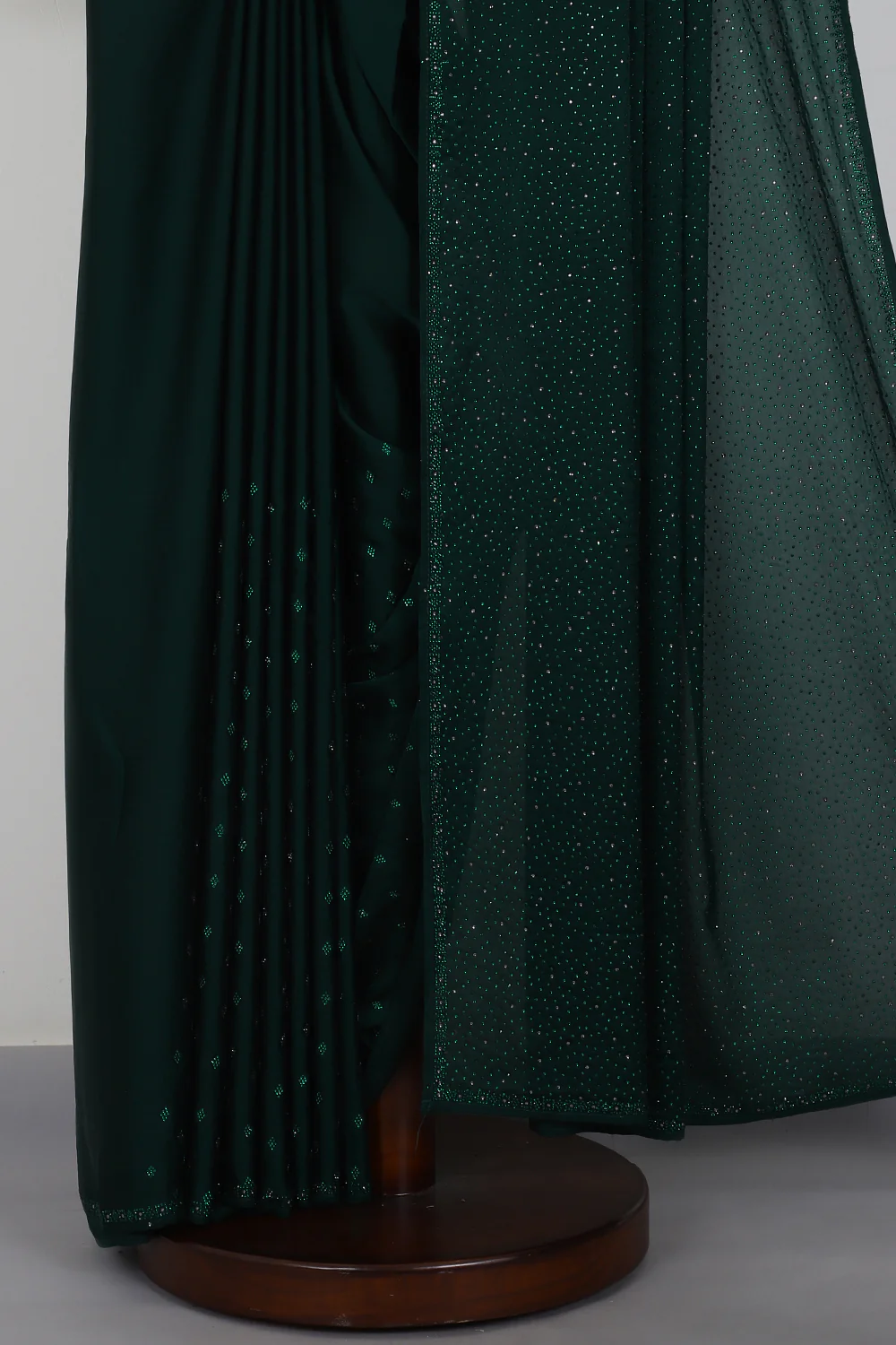 Green Color Satin Swarovski Work Saree - Image 4