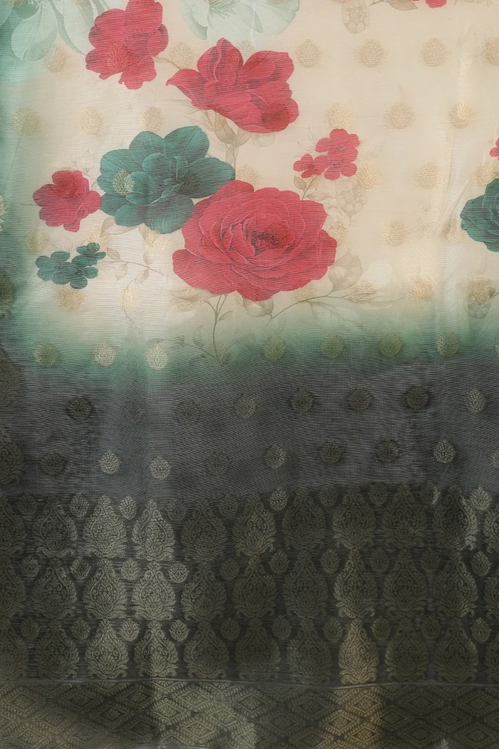 Green Color Silk Suit Set With Neck Embroidered & Floral Printed Dupatta - Image 8