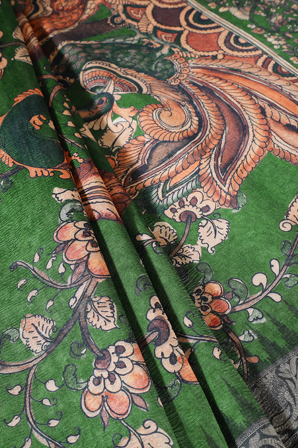 Green Tussar Silk Digital-Inspired Printed Saree - Image 2