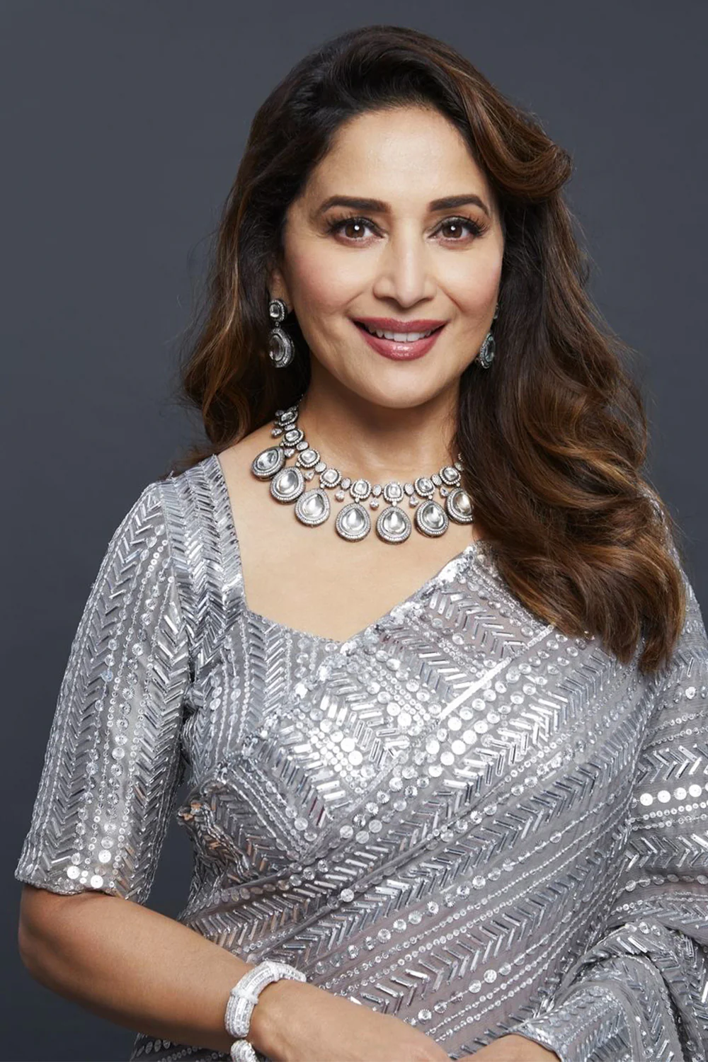 Grey Colour Sequins Work Georgette Saree. - Image 7