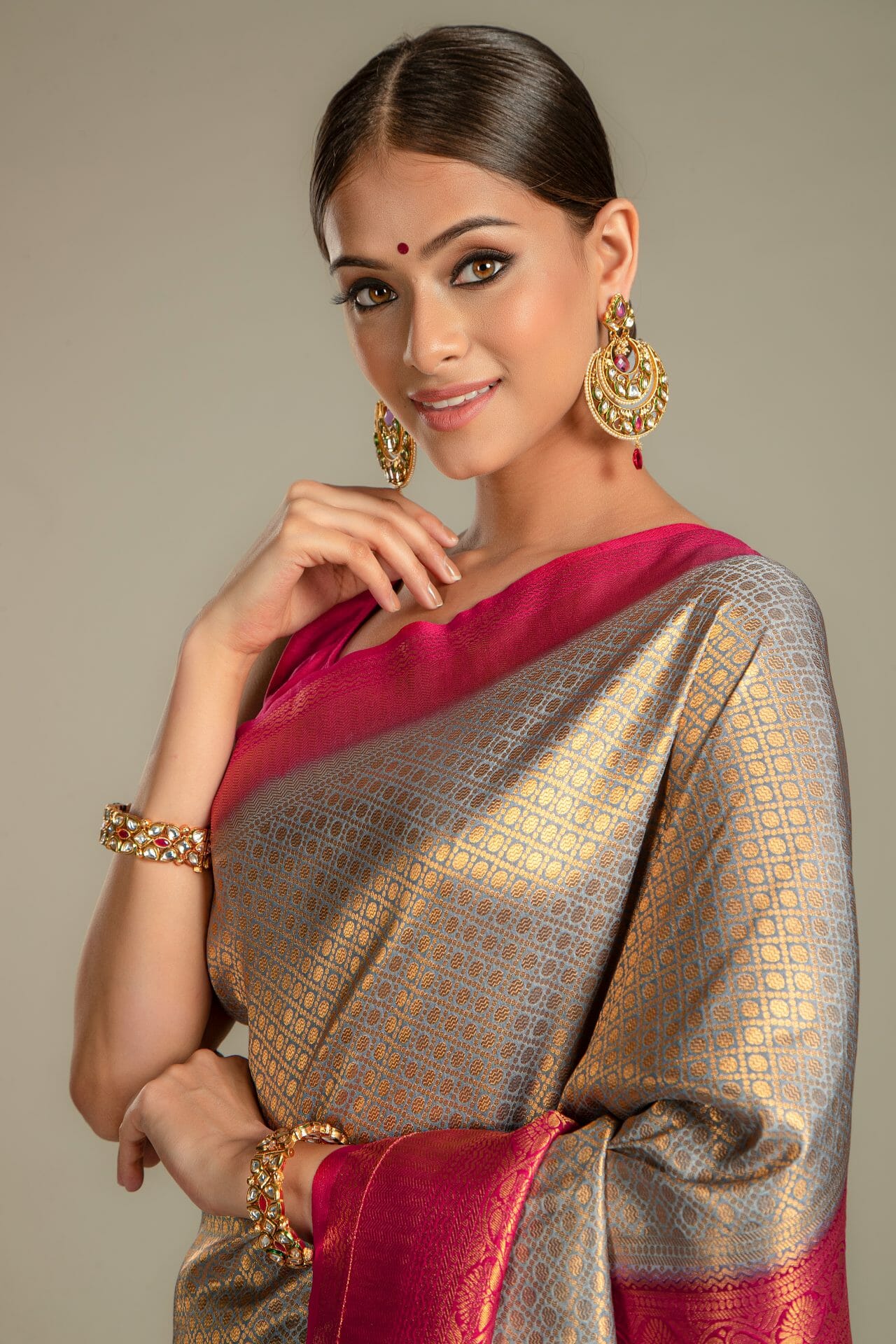 Grey Colour Silk Saree. - Image 5