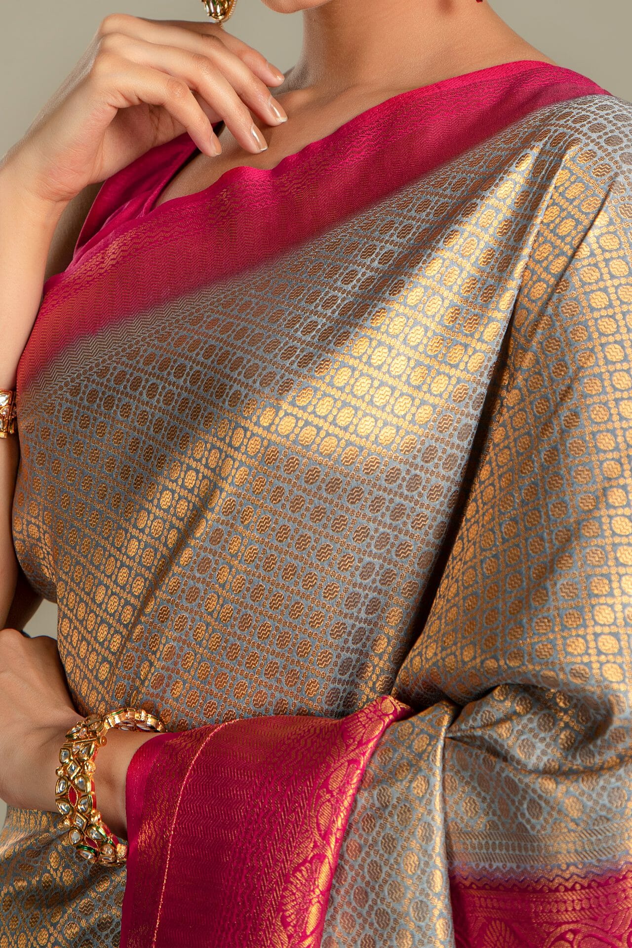 Grey Colour Silk Saree. - Image 6