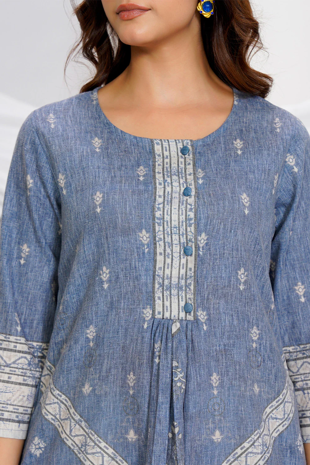 Grey Cotton Printed Suit Set - Image 11