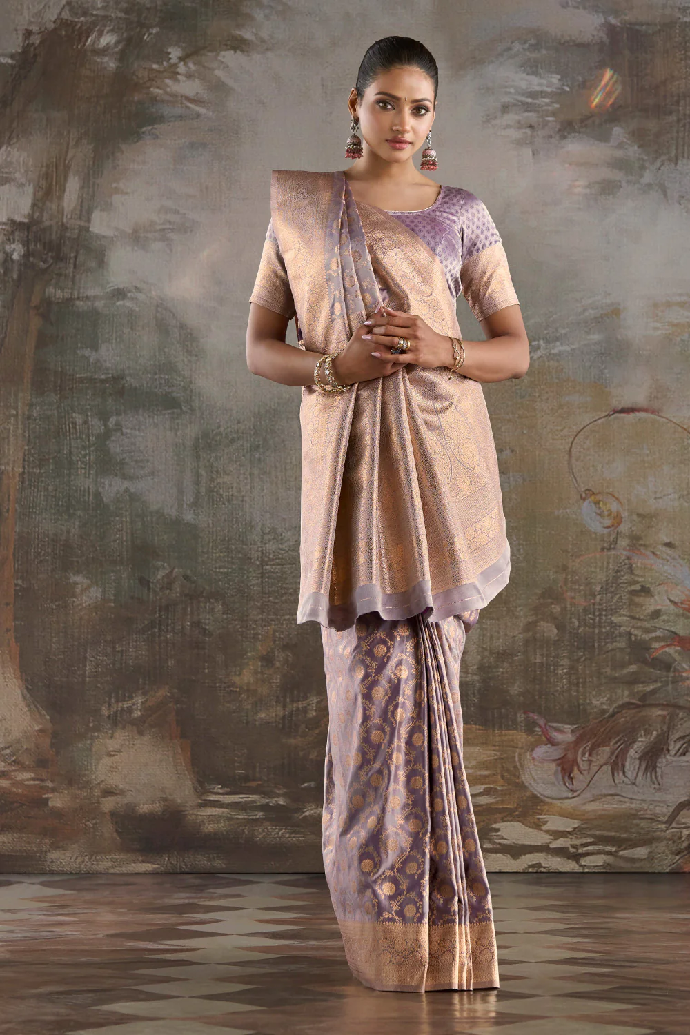 Light Mauve Banarasi Silk Woven Saree