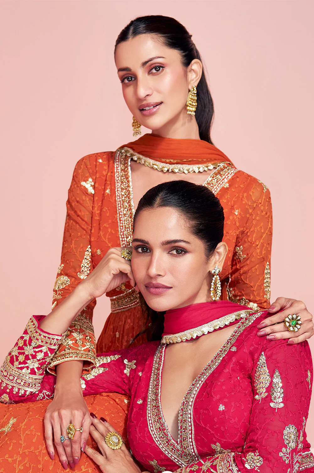 Magenta Georgette Resham, Zari and Sequins Embroidered Alia Cut Anarkali Gown - Image 6