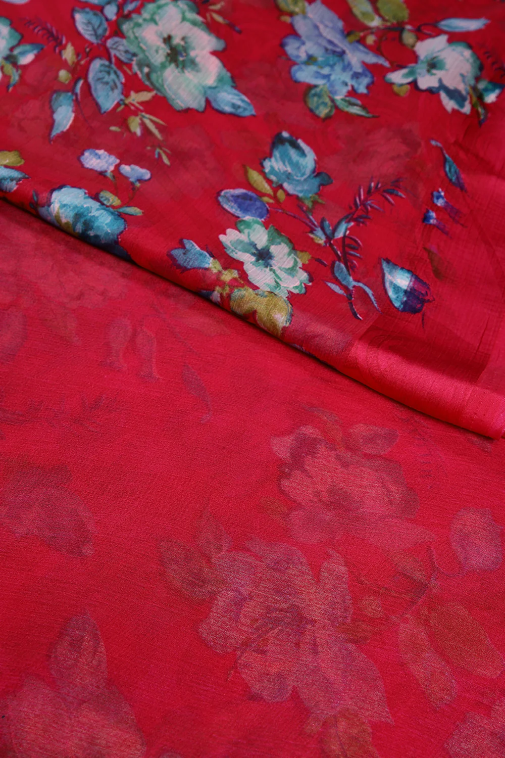 Magenta Pink Color Floral Printed Chiffon Saree - Image 2