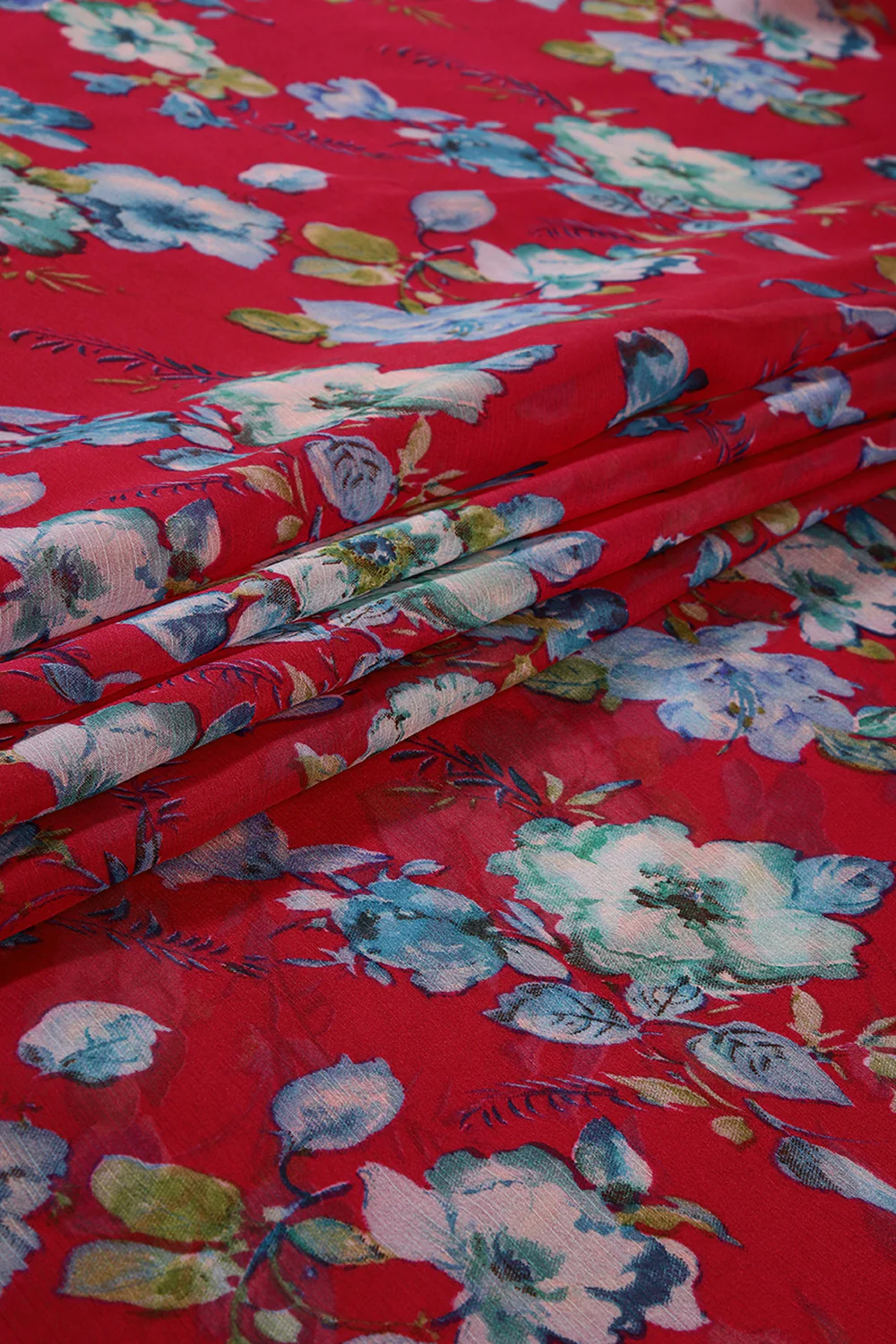 Magenta Pink Color Floral Printed Chiffon Saree - Image 4