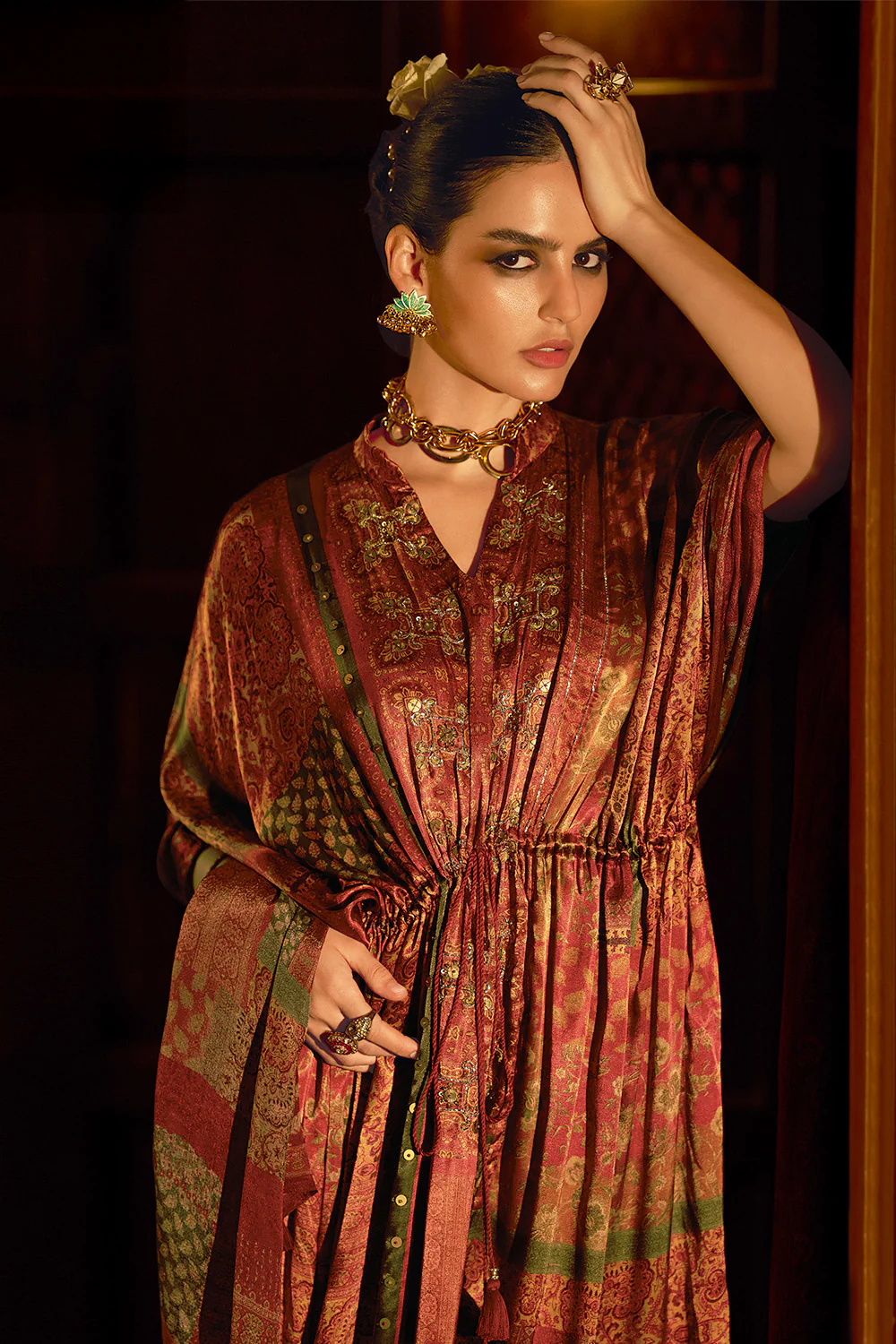 Maroon Spun Printed Unstitched Suit Material - Image 3