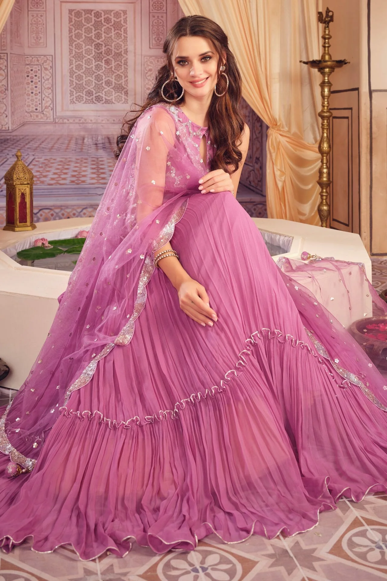 Mauve Colour Georgette Lehenga. - Image 3